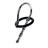 Серебристый уретральный плаг-бусины TOYFA Metal с мягким фиксириющим кольцом - ToyFa - купить с доставкой в Тюмени