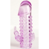 Закрытая фиолетовая насадка с 2 отростками - 13 см. - Toyfa Basic - в Тюмени купить с доставкой