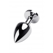 Серебристая коническая анальная пробка с красным кристаллом - 8 см. - ToyFa - купить с доставкой в Тюмени