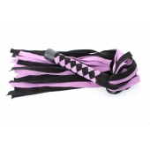 Черно-розовая плеть из замши - 58 см. - БДСМ Арсенал - купить с доставкой в Тюмени