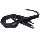 Чёрная кожаная плеть с жесткой ручкой - 63 см. - Sitabella - купить с доставкой в Тюмени