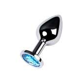 Серебристая конусовидная анальная пробка с голубым кристаллом - 8 см. - ToyFa - купить с доставкой в Тюмени