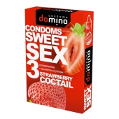 Презервативы для орального секса DOMINO Sweet Sex с ароматом клубничного коктейля  - 3 шт. - Domino - купить с доставкой в Тюмени