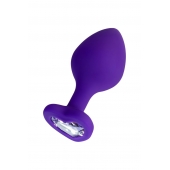 Фиолетовая анальная втулка Diamond Heart с прозрачным кристаллом - 8 см. - ToyFa - купить с доставкой в Тюмени