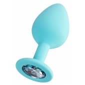 Мятная анальная втулка Brilliant с прозрачным кристаллом - 8 см. - ToyFa - купить с доставкой в Тюмени