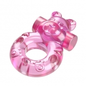Розовое эрекционное виброкольцо на пенис Pink Bear - Baile - в Тюмени купить с доставкой