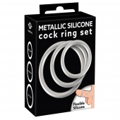 Набор из 3 эрекционных колец под металл Metallic Silicone Cock Ring Set - Orion - в Тюмени купить с доставкой
