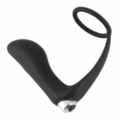 Черное эрекционное кольцо с анальной вибропробкой Vibrating Ring   Plug - Orion - в Тюмени купить с доставкой