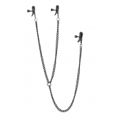 Черные зажимы на соски и клитор на цепочке DELUXE NIPPLE   CLIT CLAMPS - Dream Toys - купить с доставкой в Тюмени