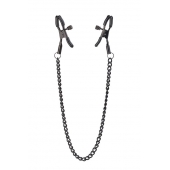 Черные зажимы на соски на цепочке BLAZE DELUXE NIPPLE CLAMPS - Dream Toys - купить с доставкой в Тюмени
