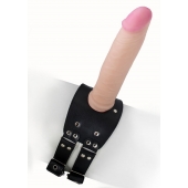 Черный узкий пояс на бедро с телесной насадкой - LOVETOY (А-Полимер) - купить с доставкой в Тюмени