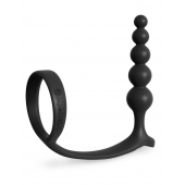 Черная анальная цепочка с эрекционным кольцом Ass-gasm Cockring Anal Beads - Pipedream - в Тюмени купить с доставкой
