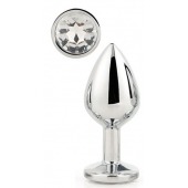 Серебристая анальная втулка с прозрачным кристаллом - 7,1 см. - Dream Toys - купить с доставкой в Тюмени