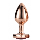 Золотистая анальная втулка с кристаллом-сердечком розового цвета - 7,1 см. - Dream Toys - купить с доставкой в Тюмени