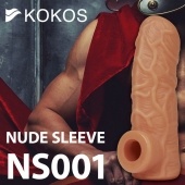 Телесная открытая насадка-реалистик с подхватом мошонки Nude Sleeve L - 14 см. - KOKOS - в Тюмени купить с доставкой