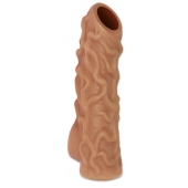 Телесная насадка с венками и открытой головкой Nude Sleeve M - 12 см. - KOKOS - в Тюмени купить с доставкой