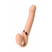 Телесный безремневой вибрострапон Vibrating Bendable Strap-On L - Strap-on-me - купить с доставкой в Тюмени