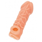 Телесная закрытая насадка с венками Cock Sleeve Size S - 13,8 см. - KOKOS - в Тюмени купить с доставкой