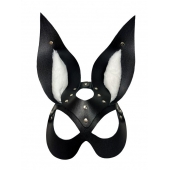 Черная маска зайки с белым мехом на ушках Miss Bunny - БДСМ Арсенал - купить с доставкой в Тюмени