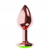 Пробка цвета розового золота с лаймовым кристаллом Diamond Emerald Shine S - 7,2 см. - Lola Games - купить с доставкой в Тюмени