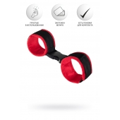 Красно-черные велюровые наручники Anonymo - ToyFa - купить с доставкой в Тюмени