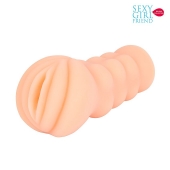 Телесный мастурбатор-вагина с комплектом эрекционных колец - Bior toys - в Тюмени купить с доставкой