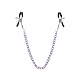 Зажимы для сосков с фиолетовой цепочкой Sweet Caress Nipple Chain - Sweet Caress - купить с доставкой в Тюмени