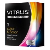 Цветные ароматизированные презервативы VITALIS PREMIUM color   flavor - 3 шт. - Vitalis - купить с доставкой в Тюмени