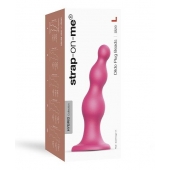 Розовая насадка Strap-On-Me Dildo Plug Beads size L - Strap-on-me - купить с доставкой в Тюмени