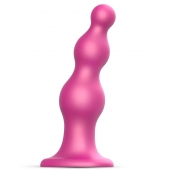 Розовая насадка Strap-On-Me Dildo Plug Beads size L - Strap-on-me - купить с доставкой в Тюмени