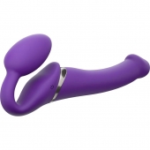 Фиолетовый безремневой вибрострапон Vibrating Bendable Strap-On - size L - Strap-on-me - купить с доставкой в Тюмени