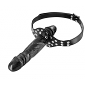 Черный кляп-фаллоимитатор Double Penis Gag - Fetish Tentation - купить с доставкой в Тюмени