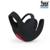 Черная вибронасадка на пенис и мошонку Sex Expert - Sex Expert - в Тюмени купить с доставкой