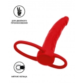Красная насадка на пенис для двойного проникновения Black Red - 16,5 см. - ToyFa - купить с доставкой в Тюмени