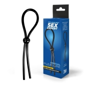 Черное силиконовое лассо с шариком для утяжки - Sex Expert - в Тюмени купить с доставкой Черное силиконовое лассо с шариком для утяжки - Sex Expert - в Тюмени купить с доставкой