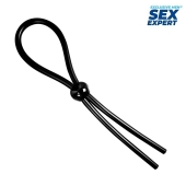 Черное силиконовое лассо с шариком для утяжки - Sex Expert - в Тюмени купить с доставкой Черное силиконовое лассо с шариком для утяжки - Sex Expert - в Тюмени купить с доставкой