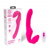 Розовый безремневой страпон на радиоуправлении Strapless Together - 22 см. - Together Toy - купить с доставкой в Тюмени