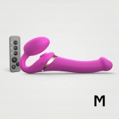Ярко-розовый безремневой страпон Multi Orgasm Size M с клиторальной стимуляцией - Strap-on-me - купить с доставкой в Тюмени