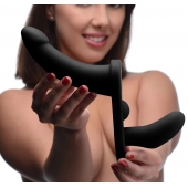 Черный вибрострапон Double Take 10X Double Penetration Vibrating Strap-on Harness - XR Brands - купить с доставкой в Тюмени