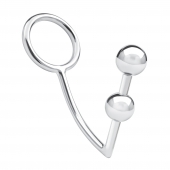 Кольцо на пенис с анальным стимулятором Two Bead Stainless Steel Anal Hook   Cock Ring - BlueLine - в Тюмени купить с доставкой Кольцо на пенис с анальным стимулятором Two Bead Stainless Steel Anal Hook   Cock Ring - BlueLine - в Тюмени купить с доставкой