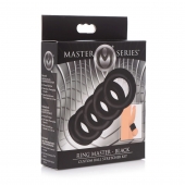 Комплект из 5 черных эрекционных колец для мошонки Ring Master Custom Ball Stretcher Kit - XR Brands - в Тюмени купить с доставкой
