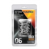 Прозрачная насадка с объёмными чёрточками STAY HARD COCK SLEEVE 06 CLEAR - Blush Novelties - в Тюмени купить с доставкой