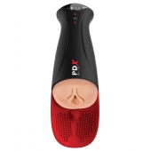 Телесный мастурбатор-вагина в черной колбе с вибрацией Fuck-O-Matic Pro XL - Pipedream - в Тюмени купить с доставкой