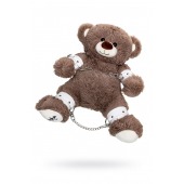 Бондажный набор: бурый мишка с белыми оковами и наручниками - Pecado - купить с доставкой в Тюмени