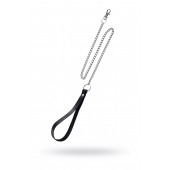 Поводок с ручкой из черной натуральной кожи и карабином для ошейника - Pecado - купить с доставкой в Тюмени