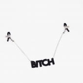 Зажимы на соски с кожаной подвеской Bitch - Crazy Handmade - купить с доставкой в Тюмени
