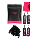 Черно-розовый эротический набор: фиксатор, оковы, наручники, повязка - Erokay - купить с доставкой в Тюмени