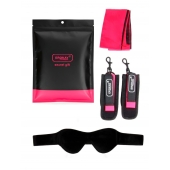 Черно-розовый эротический набор: маска, наручники и повязка - Erokay - купить с доставкой в Тюмени