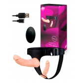 Женский страпон с 2 насадками, вибрацией и пультом ДУ - Erowoman-Eroman - купить с доставкой в Тюмени