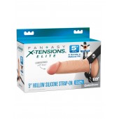 Телесный пустотелый фаллопротез 5’’ Hollow Silicone Strap-On - 14 см. - Pipedream - купить с доставкой в Тюмени